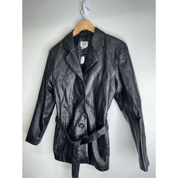 Comint Leather Jacket Womens Size Small Black Tie Front Long Sleeve - Picture 7 of 10